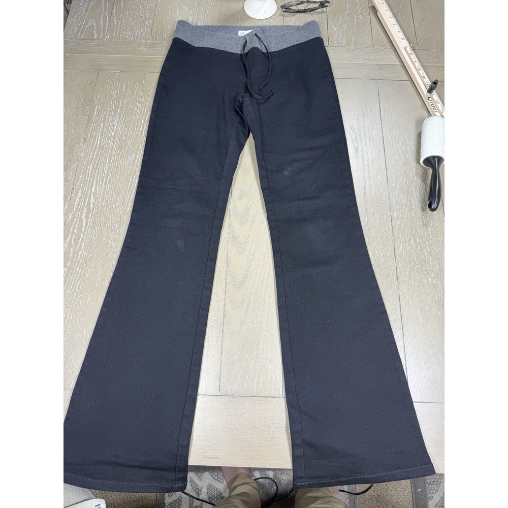 JLO Jennifer Lopez Flare Pants Womens 8 Black Gray Contrast Waistband Y2K Style - Picture 3 of 16